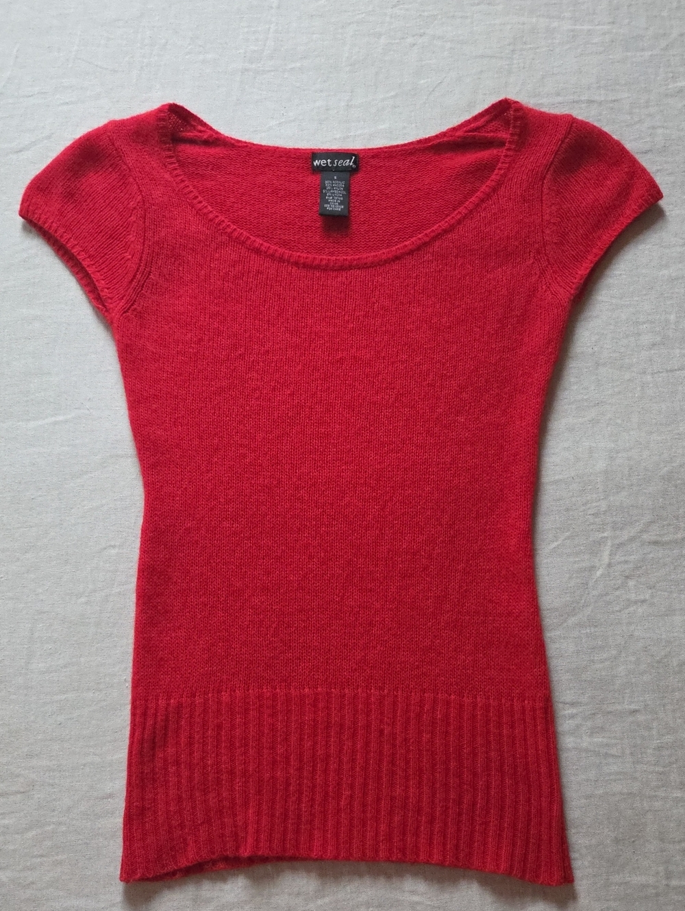 Wet Seal Red Angora Wool Blend Scoop Neck Knit Sweater Top S